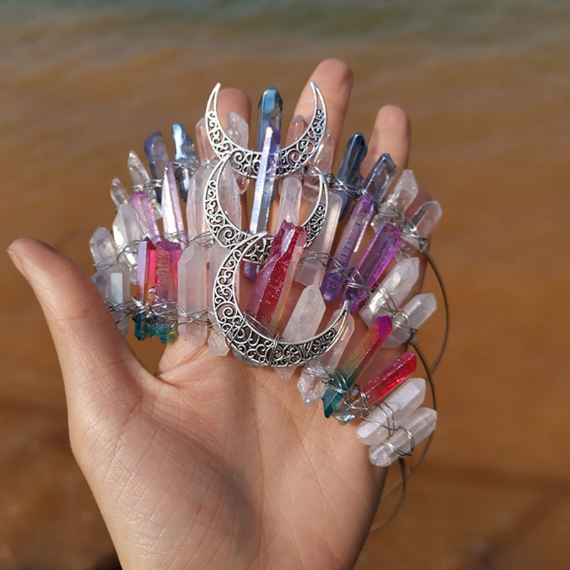 Băng Đô Cài Tóc Đính Pha Lê Nhiều Màu Phong Cách Vintage Cho Cô Dâu