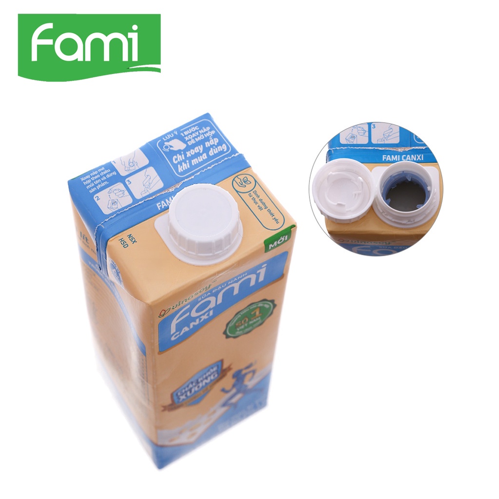 HỘP 1 LÍT SỮA ĐẬU NÀNH FAMI CANXI NGUYÊN VỊ VINASOY