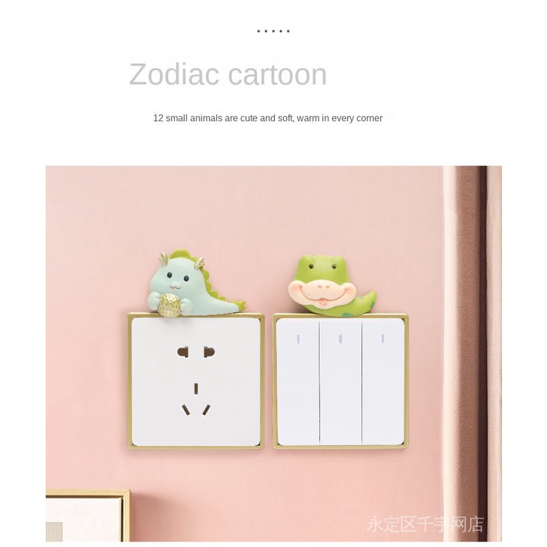 Miếng Dán Trang Trí Công Tắc Hình Động Vật Hoạt Hình 3D Bằng Nhựa Resin