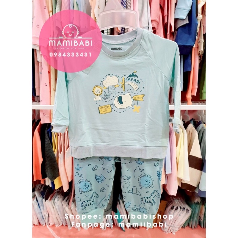 [Chaang/Chính Hãng] Bộ dài tay raglan voi trắng, dino vàng bé trai 0-5tuổi