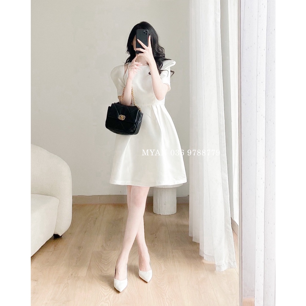 Váy xoè Cut - out chất tafta, Đầm thiết kế khoét vai sang chảnh MYAN - Vvn082201