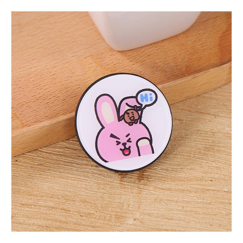 New Round BT21 BTS KPOP Cute Animals Tata Air bag Phone Holder Phone Bracket Dây điện thoại di động