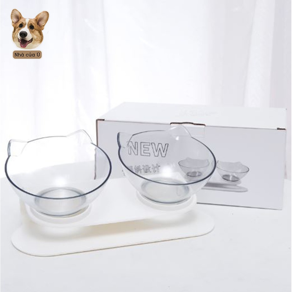 Bát Ăn Chó Mèo Chống Gù - Bát Ăn Chống Gù Trong Suốt Cho Thú Cưng