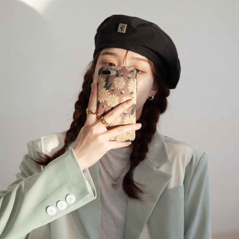 Nón Beret Màu Trơn In Chữ Time Phong Cách Anh Quốc Nhật Bản Dễ Thương Cho Nữ