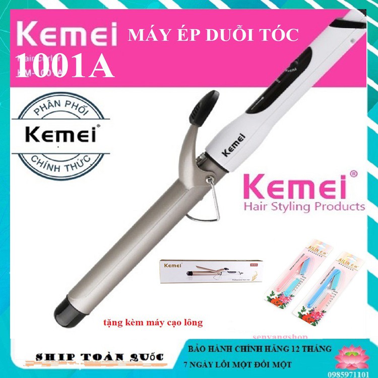 Máy làm xoăn tóc, sóng tự nhiên 4 mức chỉnh nhiệt Kemei 1001A - SN826 ( tự động - đa năng - mini Tặng cạo chân mày alin