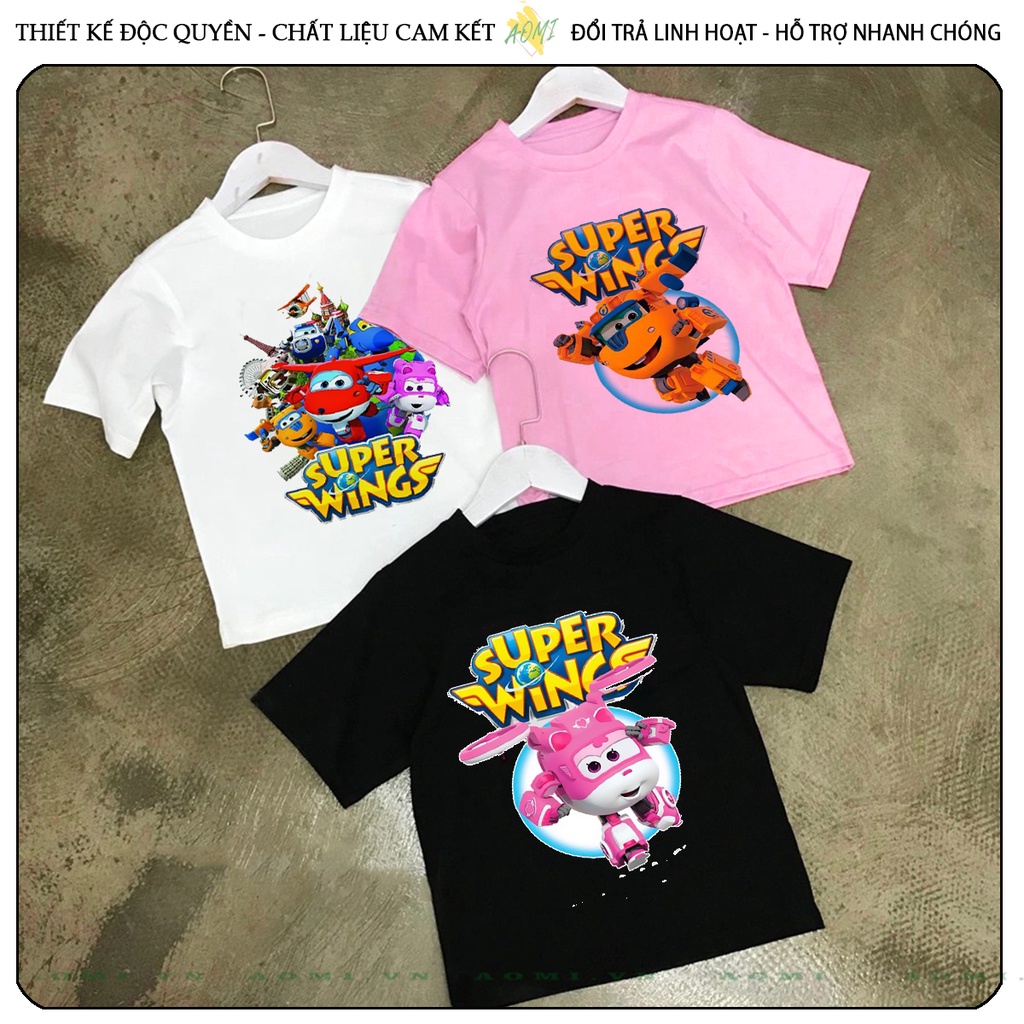 ÁO THUN đội bay supper wing UNISEX PHÔNG HỒNG TAY NGẮN NAM NỮ GIA ĐÌNH CẶP ĐÔI SIZE TRẺ EM BÉ TRAI GÁI AOMIVN