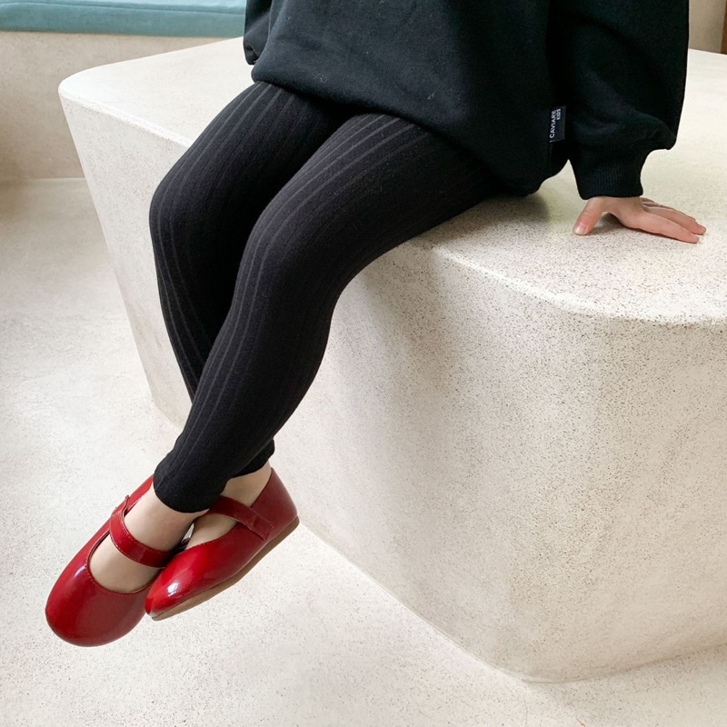 Quần legging thun tăm dài trơn màu co giãn 4 chiều cho bé