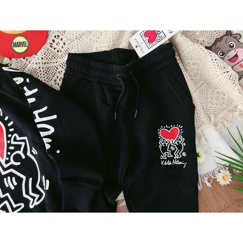 B461 - Bộ nỉ keith đen bé trai &amp; bé gái