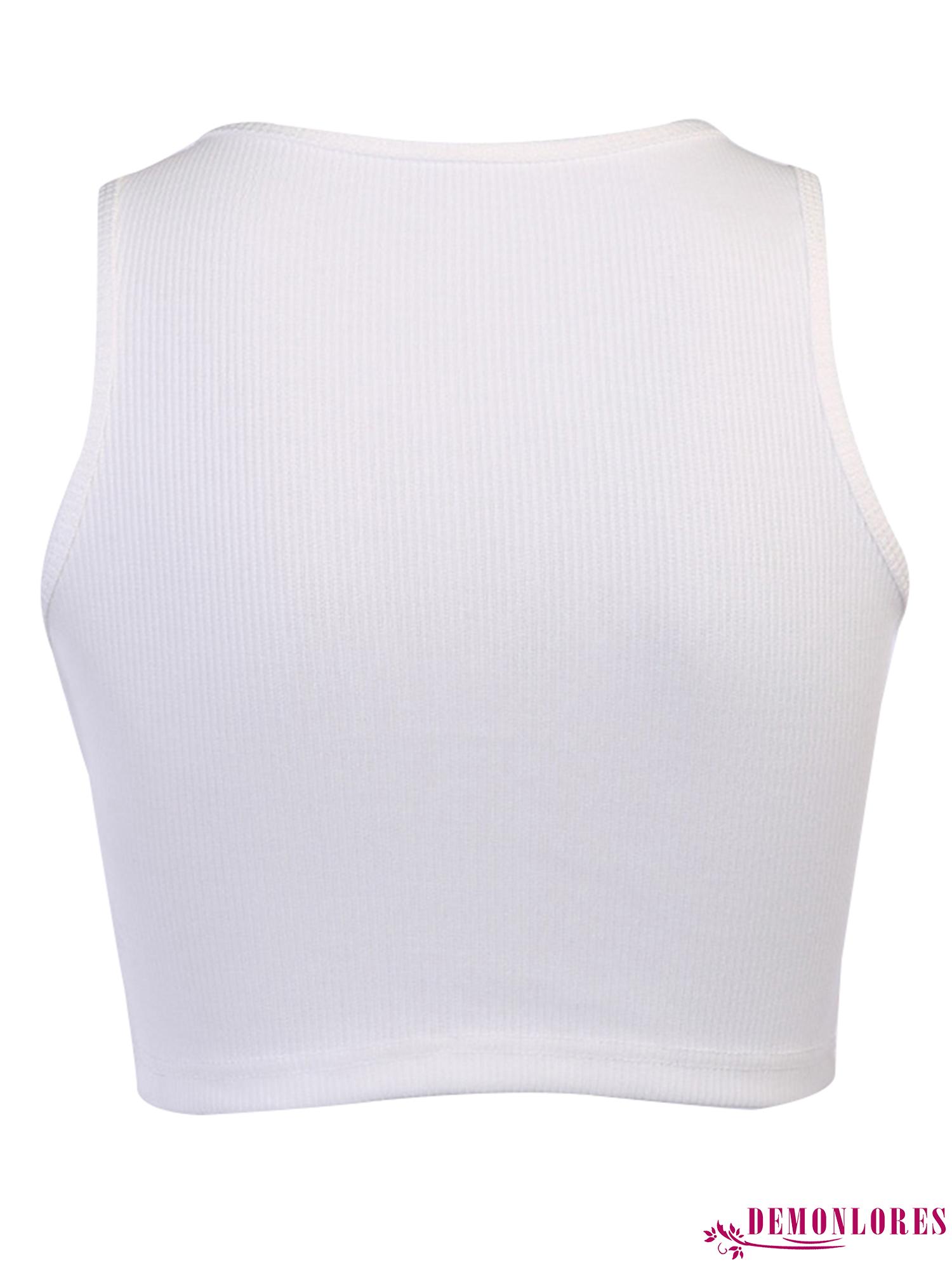 Áo croptop không tay họa tiết chữ thêu dành cho nữ | BigBuy360 - bigbuy360.vn