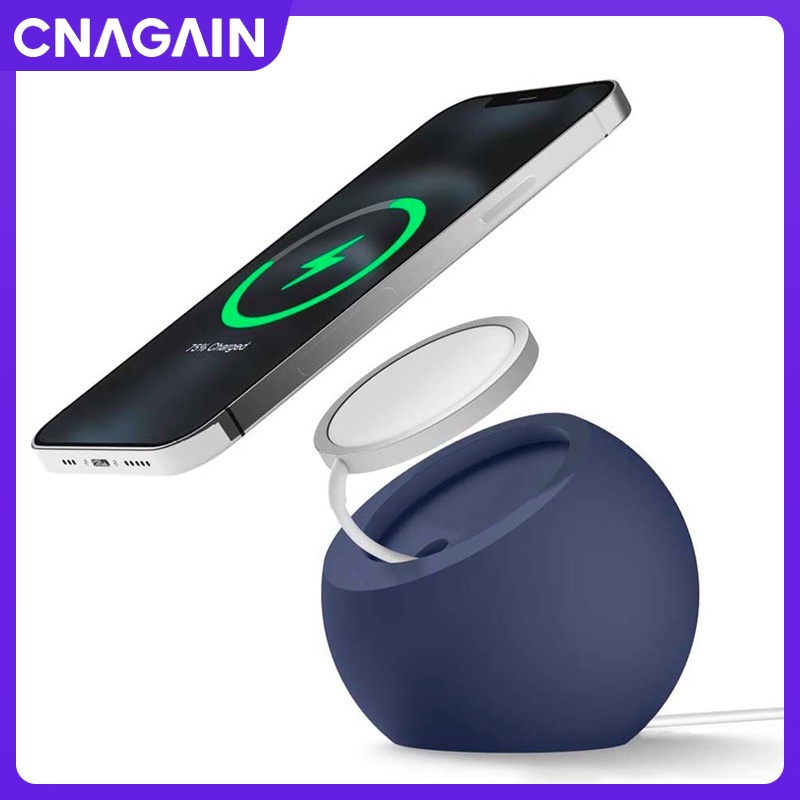 Đế Sạc Điện Thoại Không Dây Hình Quả Bóng Nam Châm Bằng Silicon Cho iPhone 12 Pro Max