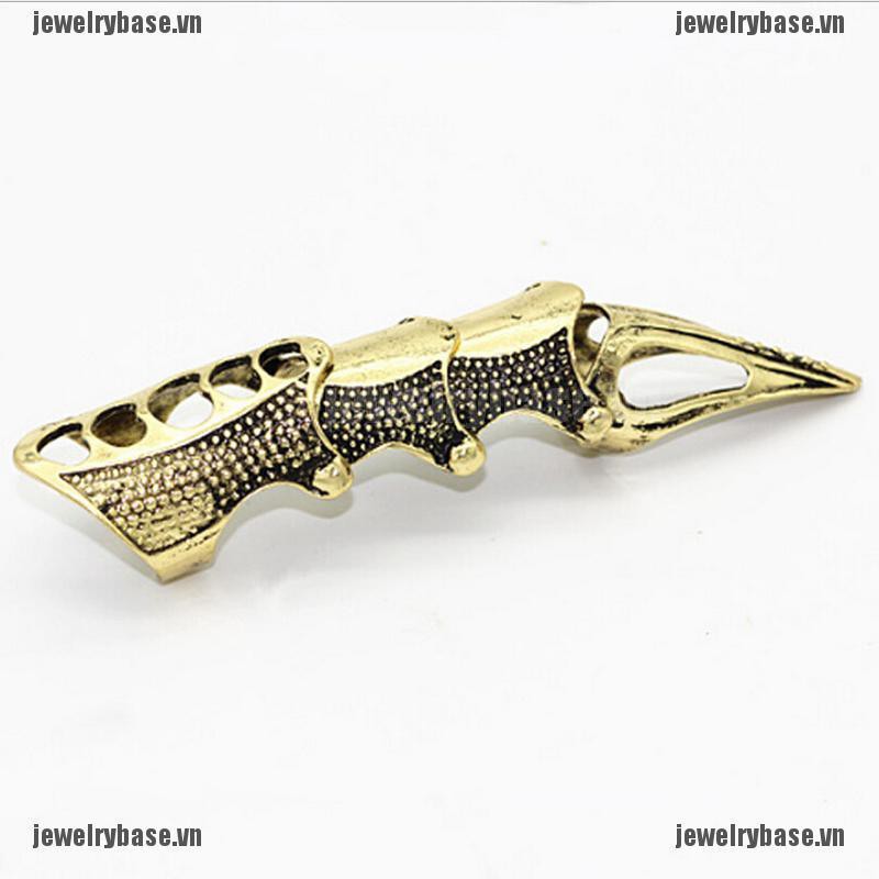 [Base] Fashion Punk Rings Rock Scroll Joint Armor Knuckle Metal Full Finger Claw Rings [VN]