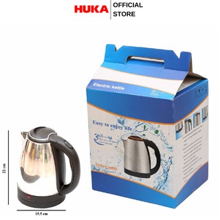 Ấm Siêu Tốc Đun Nước Mini - Bình Đun Nước Siêu Tốc iNox 1.8L- Tự Ngắt- Giá Rẻ- BH 6 Tháng - HUKA