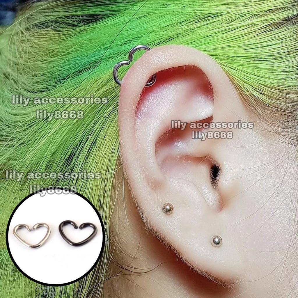 Heart Empty Earring khuyên tai bông tai titan trái tim khuyên vành tai trái tim không gỉ không đen không dị ứng