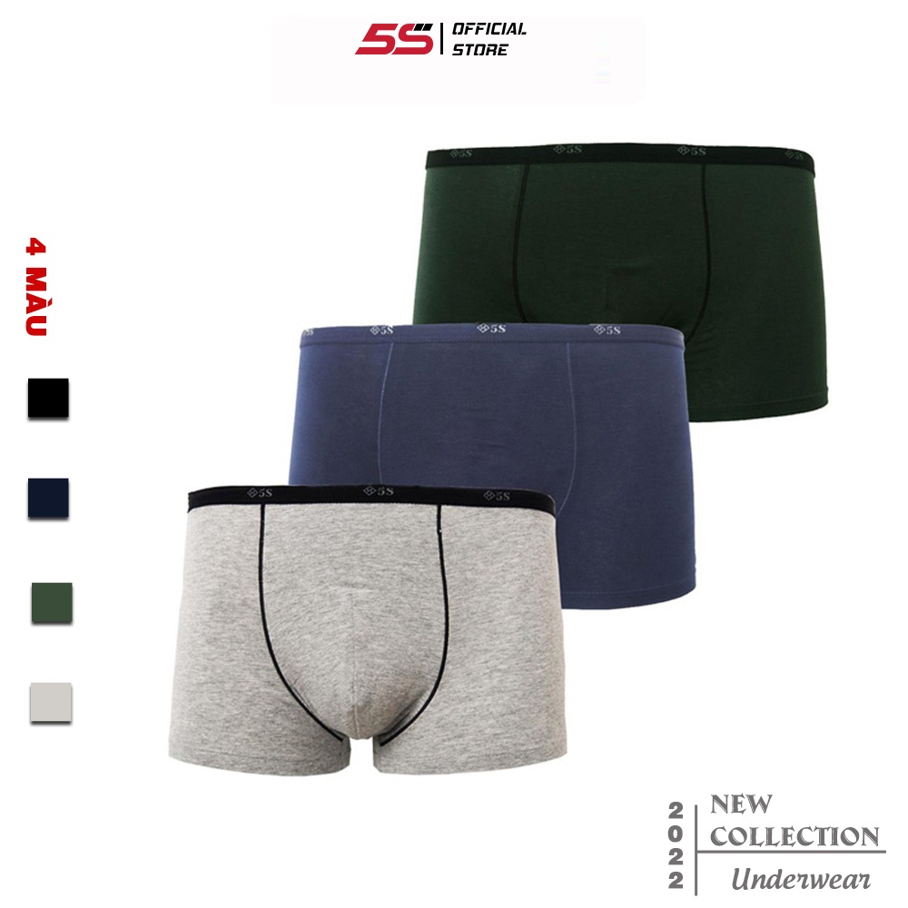 Combo 3 Quần Lót Nam Boxer 5S Chất Cotton Cao Cấp, Thấm Hút, Co Giãn, Kháng Khuẩn Cực Tốt (5BX020-01SD)