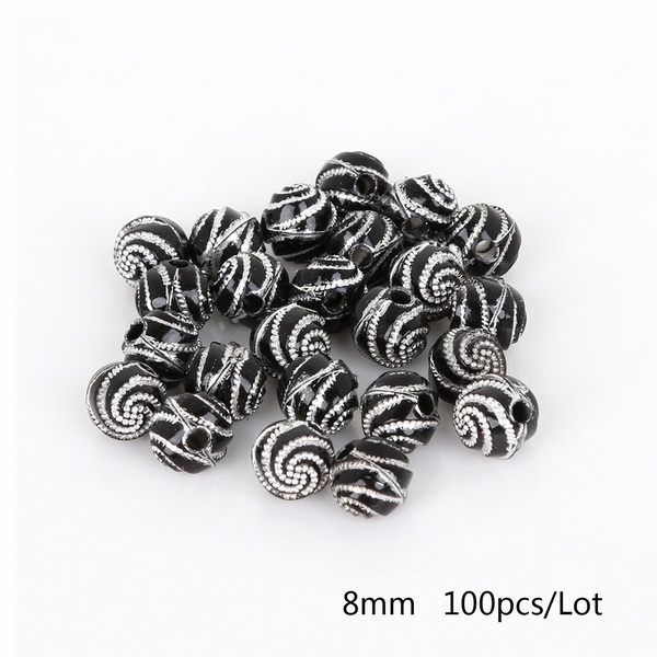 Bộ 100 hạt xỏ lỗ tròn bằng Acrylic 8mm dùng để làm trang sức thủ công