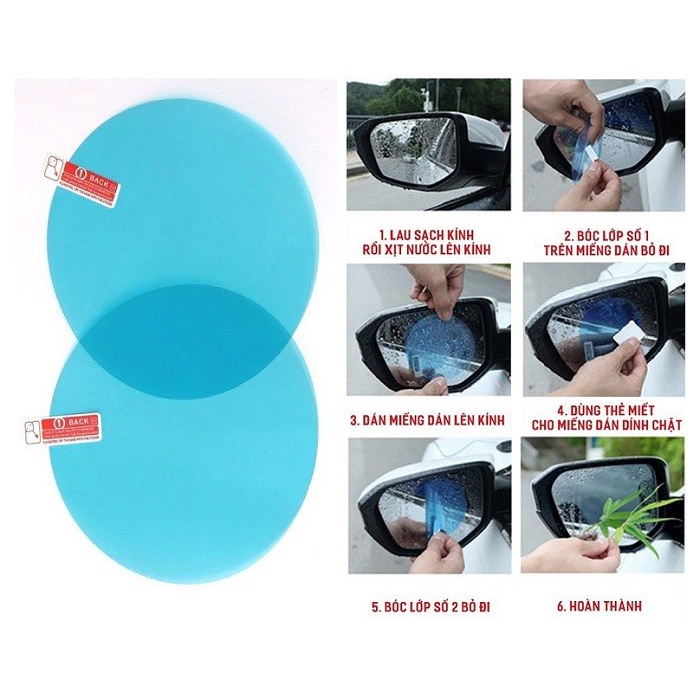 Bộ miếng dán chống đọng nước gương chiếu hậu + cửa kính lên xuống ô tô | BigBuy360 - bigbuy360.vn