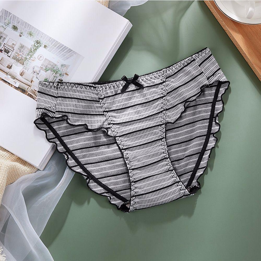 OCEANMAP Quần Lót Cotton Co Giãn Thoáng Khí Họa Tiết Kẻ Sọc Dành Cho Nữ