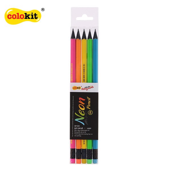Vỉ 5 cây bút chì gỗ 2B Colokit GP-C01