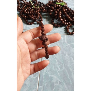 Vòng tay gỗ mun đuôi công míc hồ ly mix