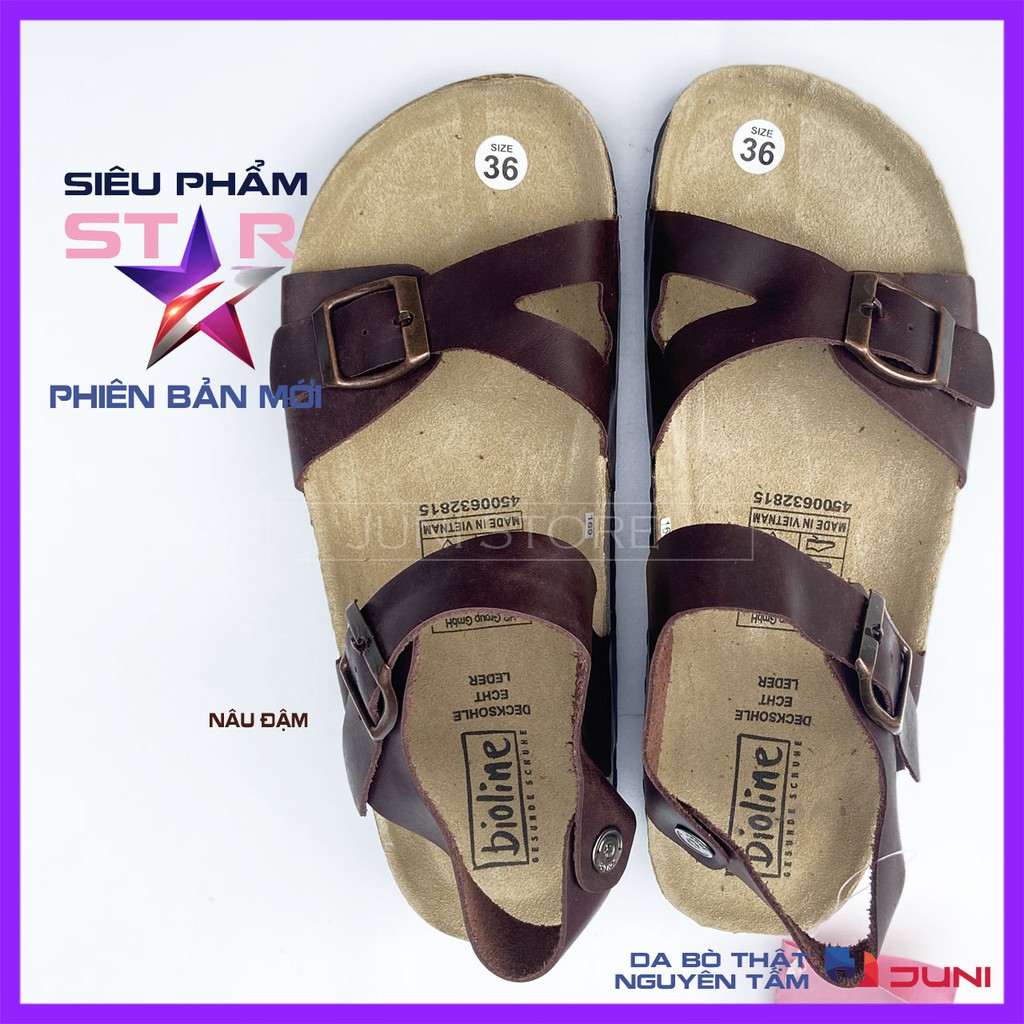 [SIÊU PHẨM MỚI RA MẮT] D23 - Dép sandal da bò thật Unisex - Đế trấu - Juni Store