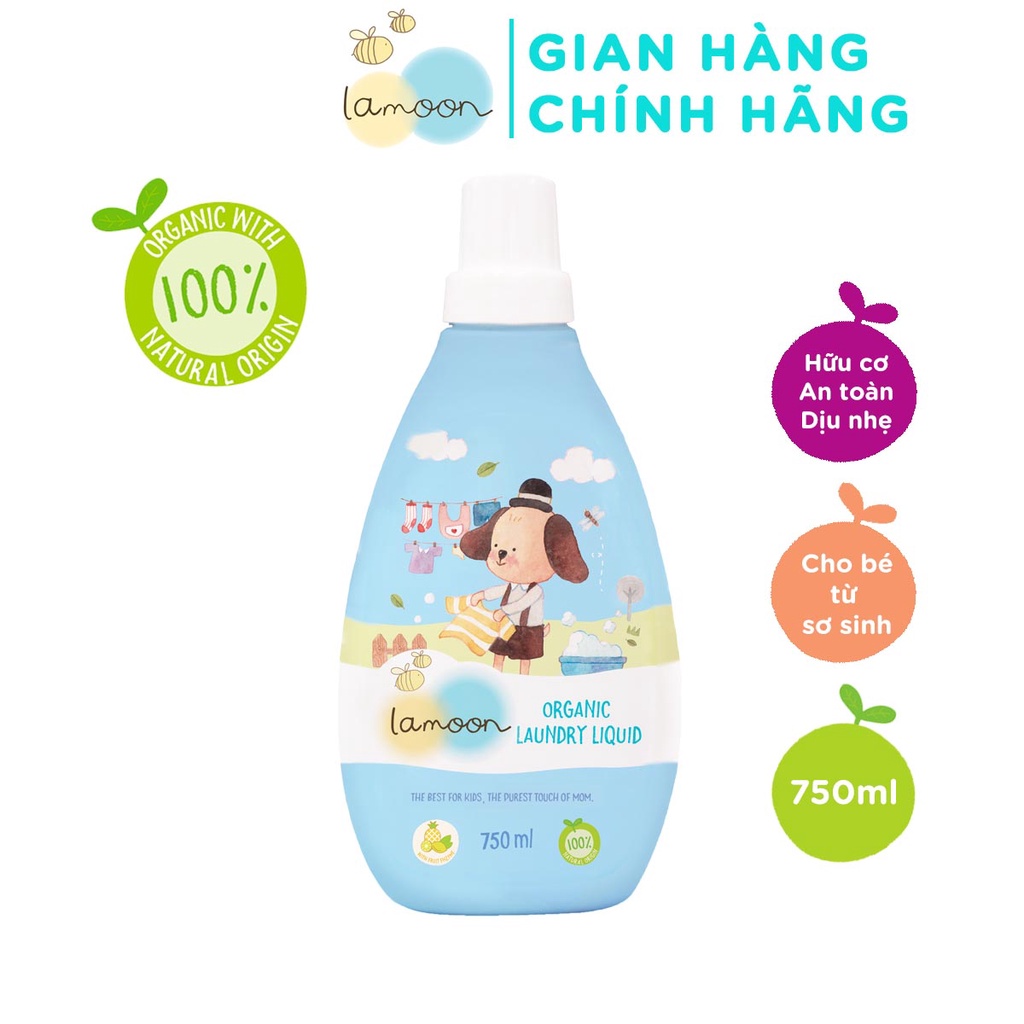 Nước giặt quần áo Organic cho bé Lamoon - Bình 750ml