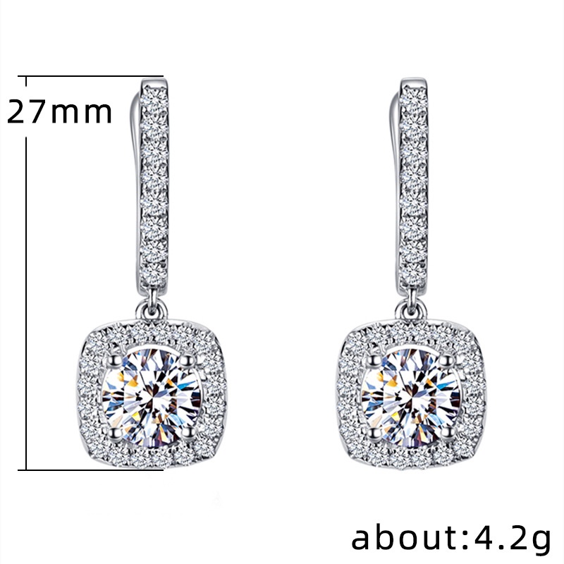 Bông Tai Mạ Bạc 925 Đính Đá Zircon Thời Trang Cho Nữ