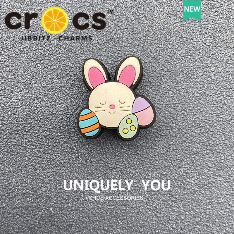 Phụ Kiện Trang Trí Giày crocs Hình Thỏ Hồng Thắt Nơ Hoa Đáng Yêu