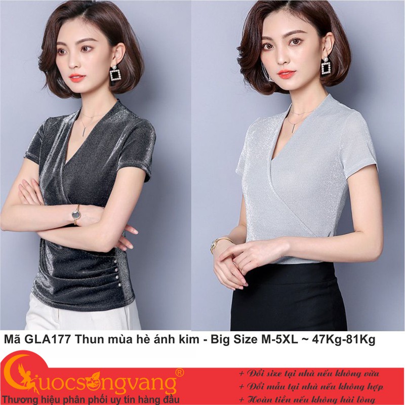 Áo thun nữ mùa hè áo kiểu ánh kim ngắn tay GLA177 Cuocsongvang
