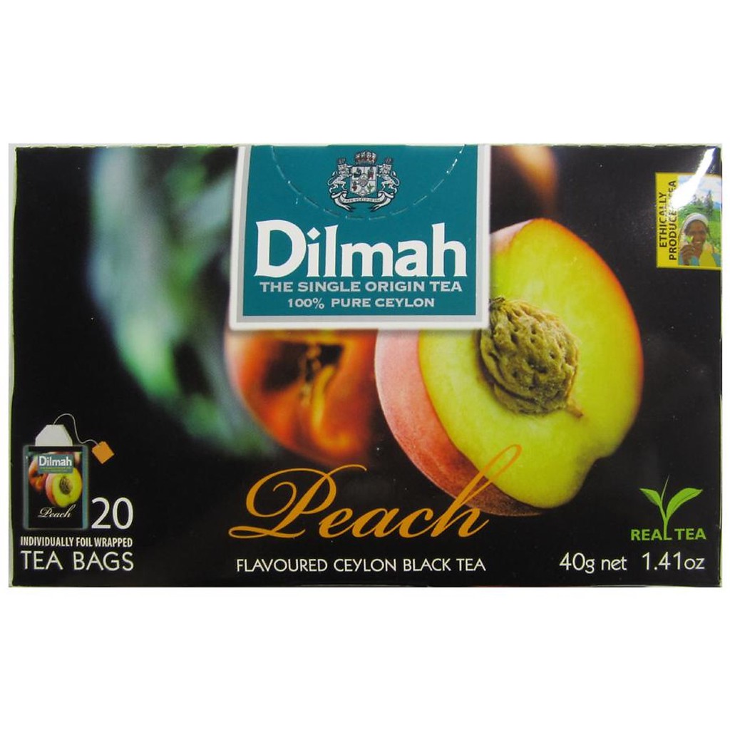 Trà Túi Lọc DILMAH Ceylon Black Tea hộp 30g- Trà Đen Vị Đào/Dâu