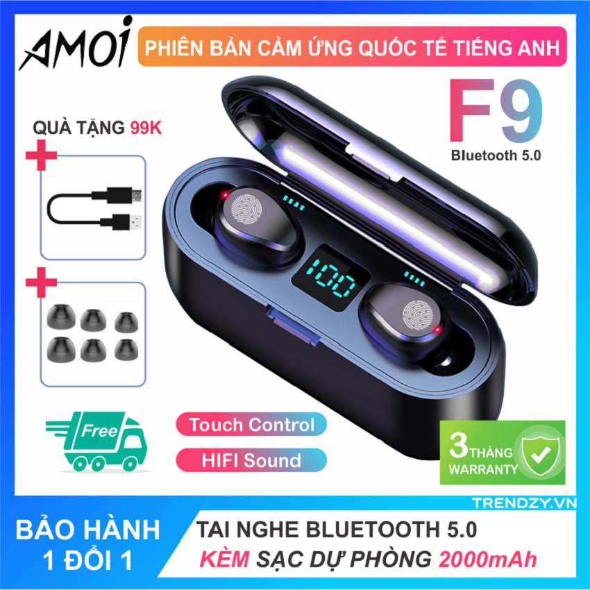 Tai nghe Bluetooth 5.0 Bản Quốc Tế Mới Nhất  Nghe Nhạc Cực Hay True Wireless F9 - Khử tiếng ồn CVC8.0 - Pin khủng 120h