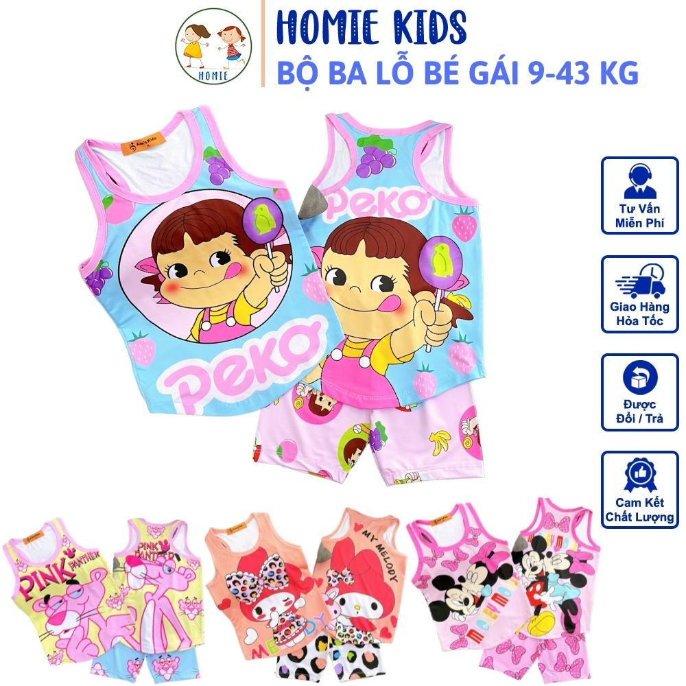 Set Đồ Bộ Quần Lửng Áo Ba Lỗ Cho Bé Gái 9-43 Kg Vải Thun Lạnh 3D In Hoạt Hình Hot Trend Mềm Mịn Mát Homie Kids