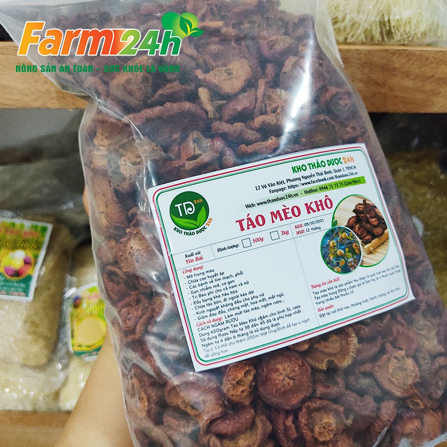 Táo mèo cắt lát phơi khô, hàng loại 1 tốt cho tim mạch, ổn định huyết áp, nâng cao đề kháng, an thần ngủ ngon | Farm24h
