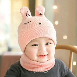 Set mũ len tai thỏ và khăn