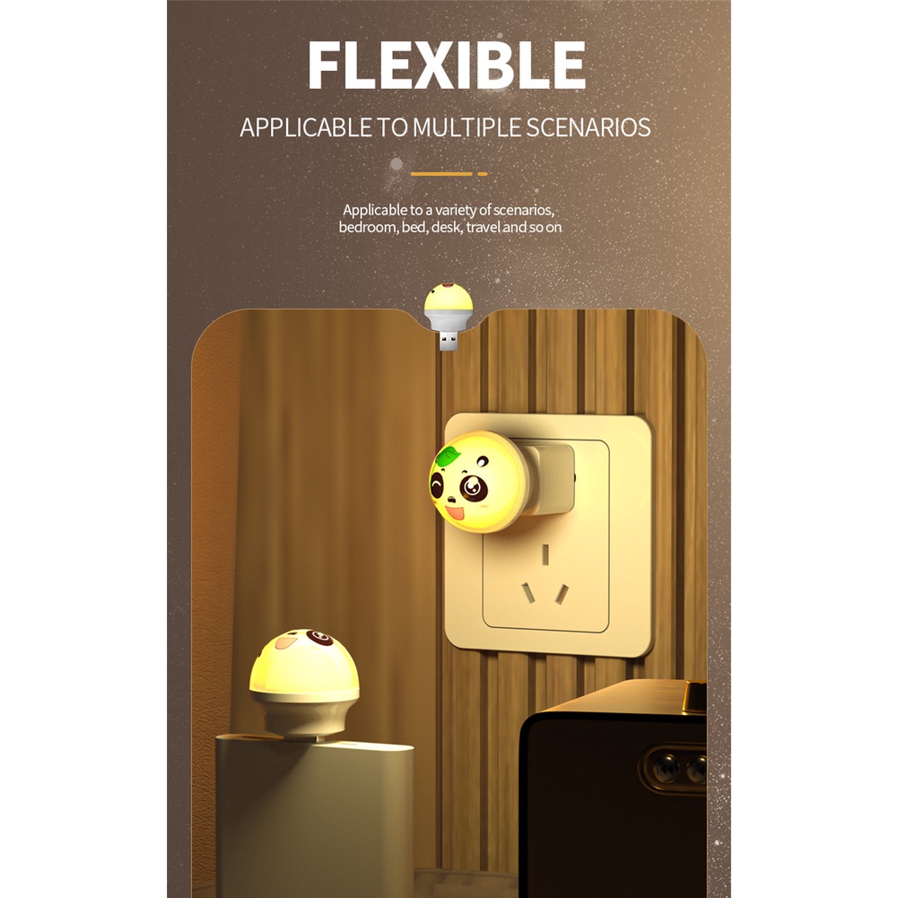 Usb Cắm Đèn Ngủ Led Hình Hoạt Hình Biểu Hiện Panda Mini Nightlights Ô Tô Máy Tính Di Động Sạc Nguồn Điện Bảo Vệ Mắt Đọc Sách đèn