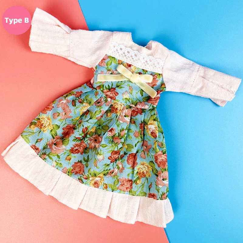 Đầm Lolita Dài 30cm Phối Váy Hoa Dễ Thương Cho Búp Bê Nữ Tỉ Lệ 1/6