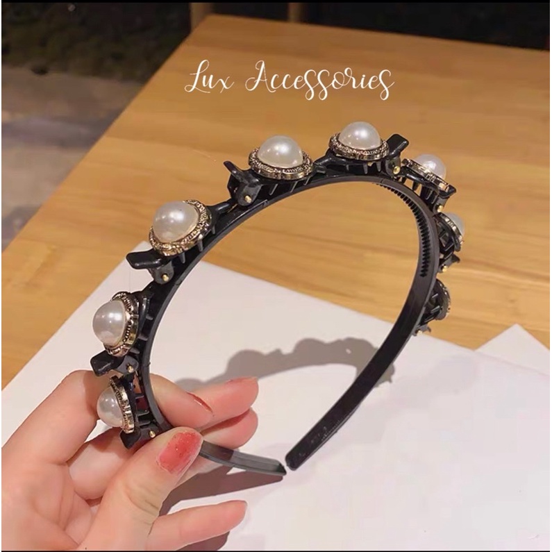Băng đô cài tóc tiktok đính ngọc phong cách Hàn Quốc BĐ02 Lux Accessories