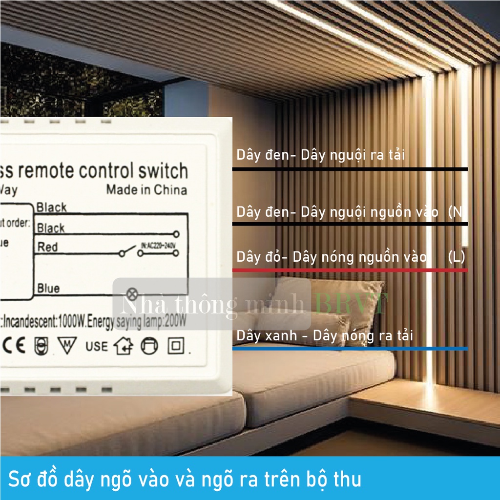 Bộ công tắc điều khiển từ xa 220V 1 kênh bật tắt cho đèn, quạt, thiết bị điện có hẹn giờ tắt