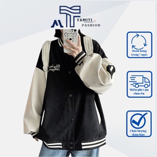 Áo bomber unisex nam nữ nhung tăm, áo khoác nam nữ bomber phong cách dễ mặc dễ phối đồ - FAMITI BC443