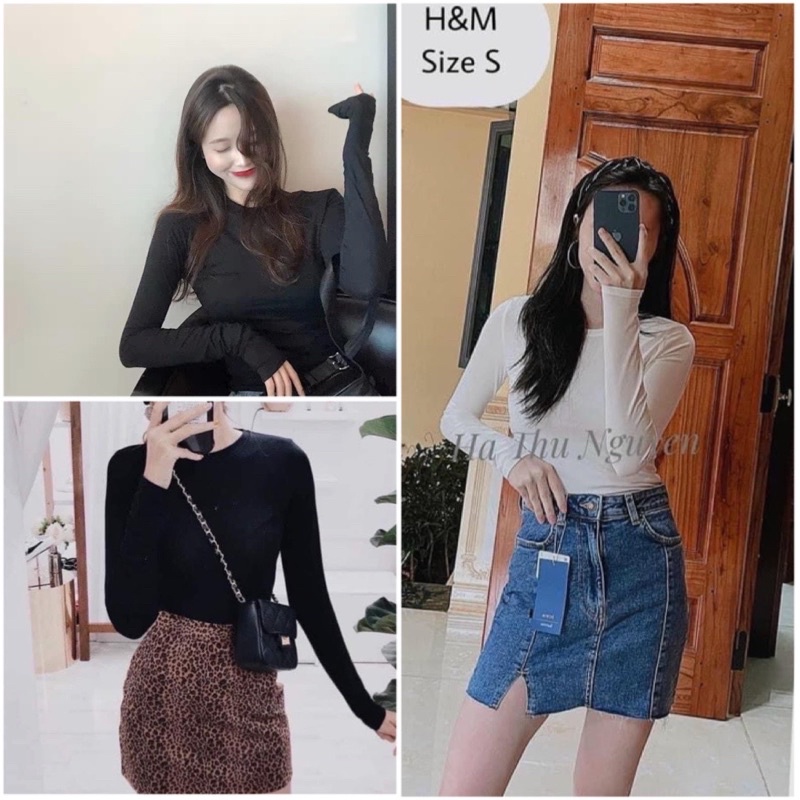ANU612 - SET 2 ÁO NỮ THUN ZR DÀI TAY BASIC ĐEN TRẮNG