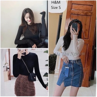 Anu612 - set 2 áo nữ thun zr dài tay basic đen trắng