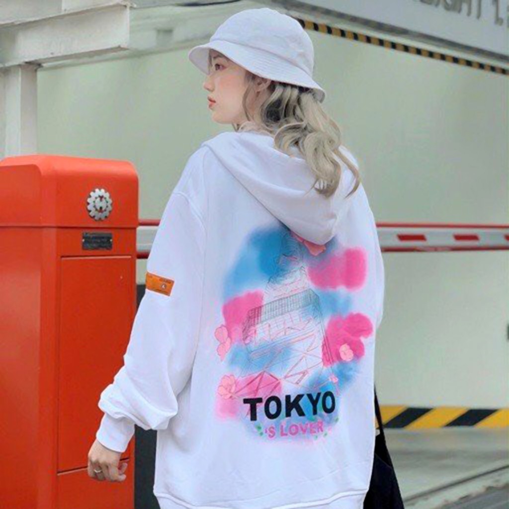 Áo Hoodie Không Xù Lông Dáng Rộng Phong Cách Hàn Quốc Trẻ Trung Cho Nam Nữ và Cặp Đôi In Hình TOKYO D0775