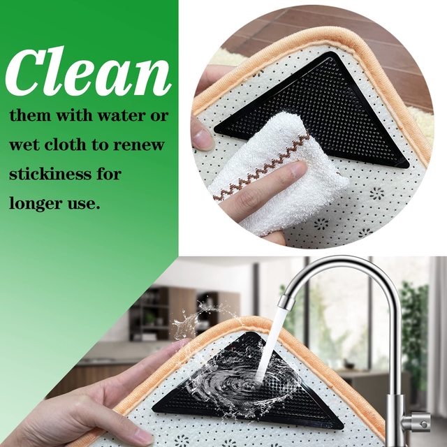 Sàn lát gạch 4PCS Tấm lót chống trượt Tay cầm Sàn gỗ cứng Khu vực Tấm thảm Băng keo có thể tháo rời Miếng dán silicon có thể tháo rời Thảm trải sàn có thể giặt được