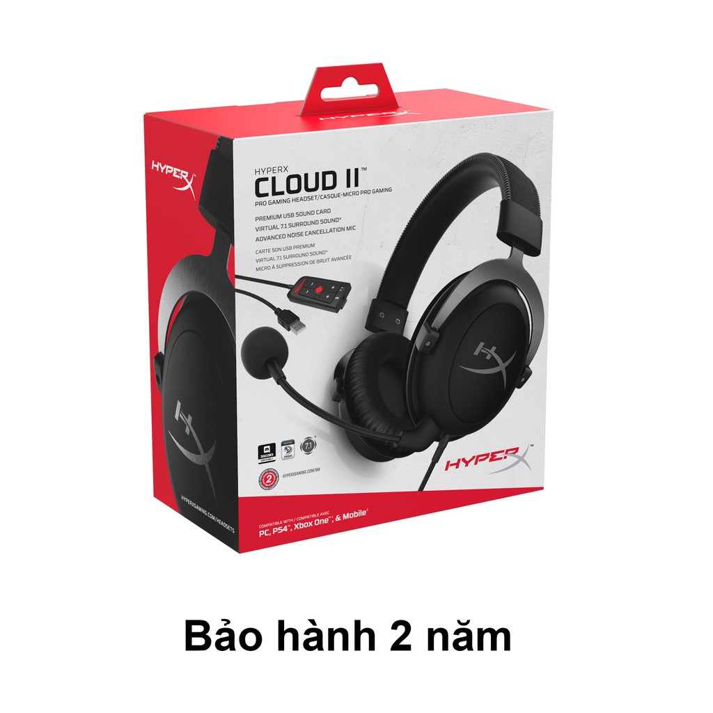 [Mã ELMALLCOIN hoàn 8% xu đơn 500k] Tai nghe HyperX Cloud II - Gun Metal/Red_KHX-HSCP-GM/ KHX-HSCP-RD - Hàng Chính Hãng | BigBuy360 - bigbuy360.vn