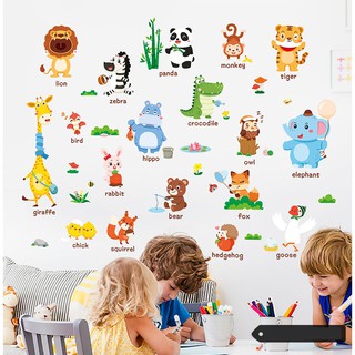 Decal dán tường VƯỜN THÚ TIẾNG ANH 6