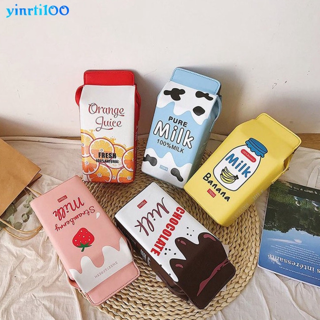 Túi đeo chéo hình hộp sữa thiết kế dễ thương cho nữ
