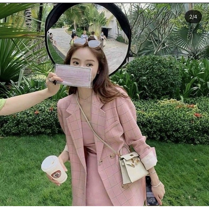 set blazer hồng - ulzzang [có sẵn]
