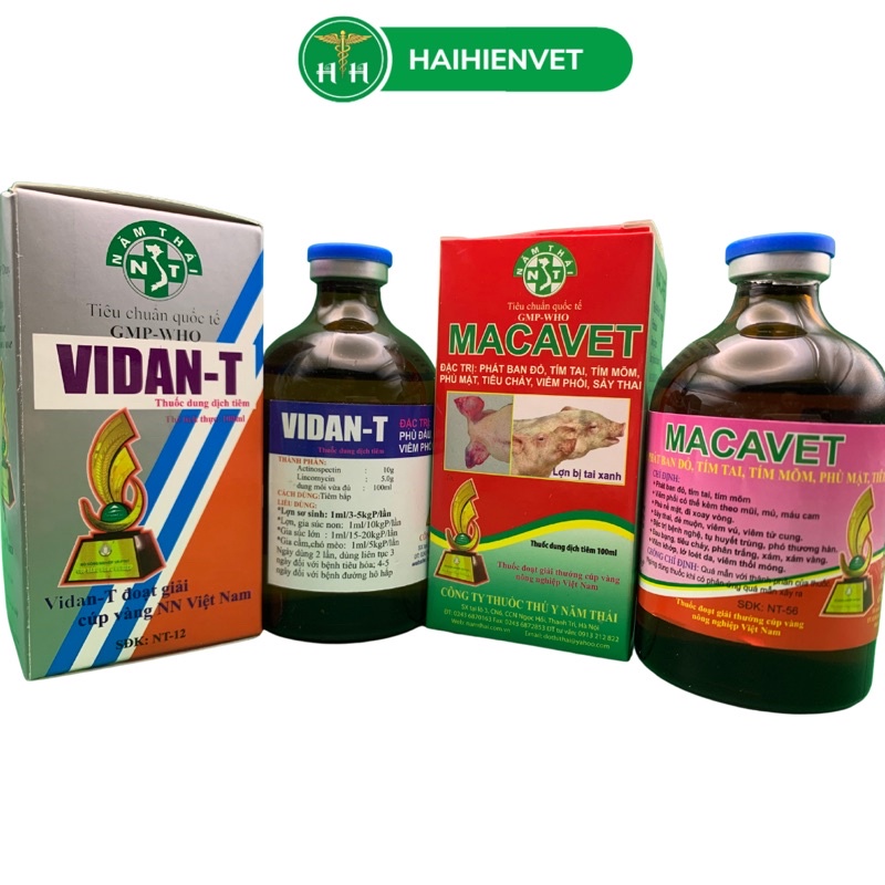 Combo Vidan T + Macavet 100ml - Hen, suyễn, thương hàn, T.ai x.anh, d.ịch t.ả