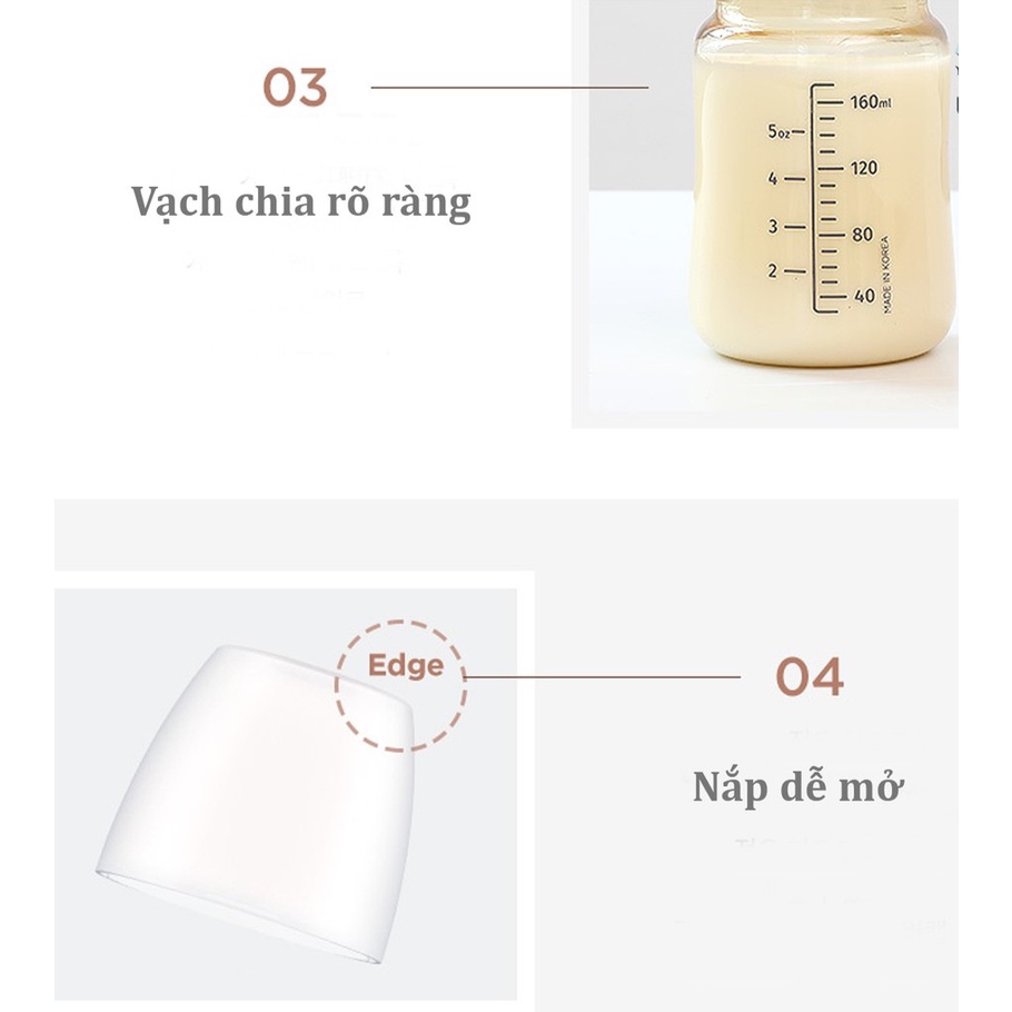 [ HÀNG CHÍNH HÃNG] Bình sữa Moyuum Hàn Quốc 170ml 270ml [Được chọn núm 1 - 4] Baibu-BSMY