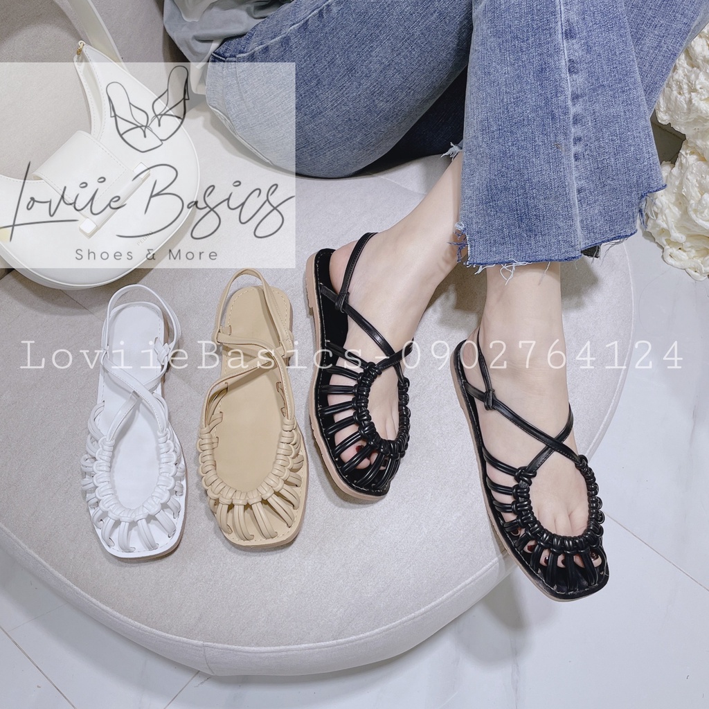 SANDAL RỌ LOVIIE BASICS - GIÀY QUAI HẬU NỮ ĐẾ BỆT 1CM - DÉP NỮ MŨI TRÒN THỜI TRANG S210707