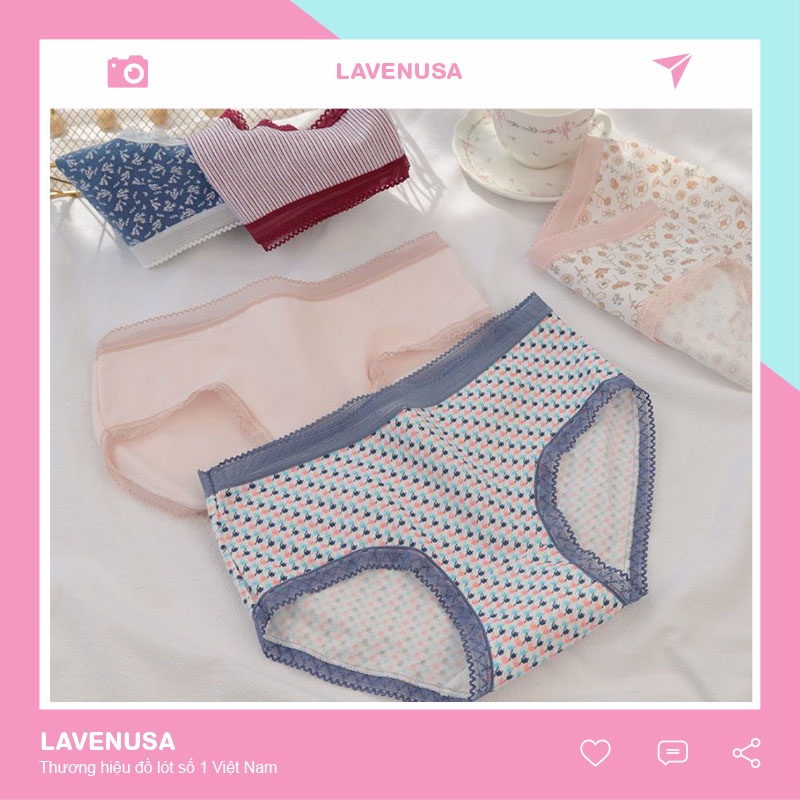 Quần lót nữ Cotton thổ cẩm kháng khuẩn cao cấp siêu thấm hút LAVENUSA QL25